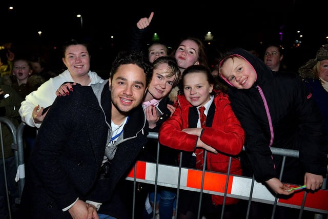Actor Adam Thomas with fans before the Christmas lights switch on in Hartlepool in 2017. He played Adam Barton in the soap. Picture by FRANK REID