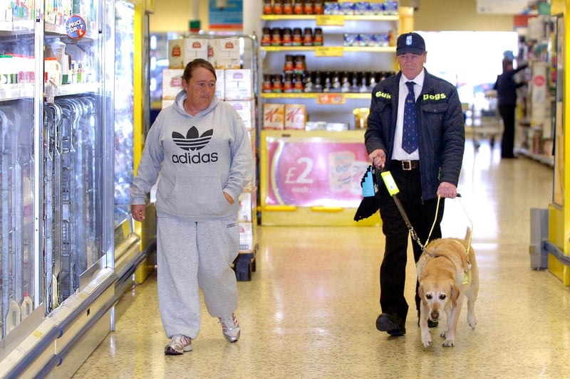 Al Winton, who was secretary of the Hartlepool branch of the Guide Dog Association, was helped with his shopping by his dog Gypsy and step-daughter Carol Watson, who was also a guide dog volunteer in 2012.