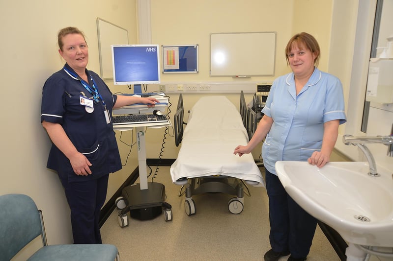 The new treatment room at the Minor Injuries Unit of Buxton Hospital in 2014. Lesley Marshallsay and Helen Faulkner