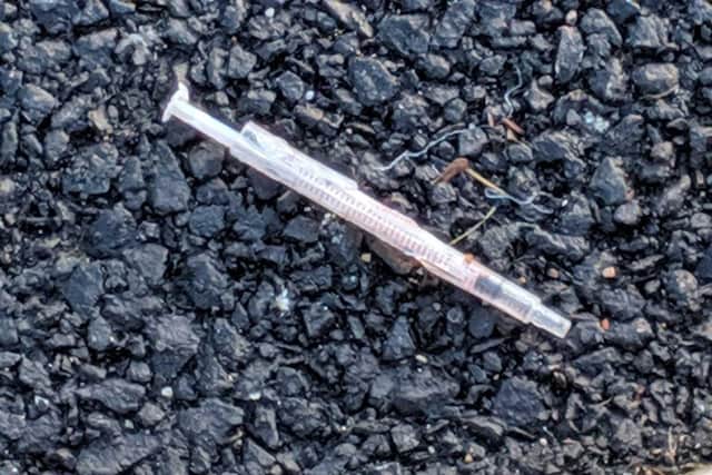 A syringe said to have been found at the car park in Coniscliffe Road, Hartlepool, amid reports of anti-social behaviour at night.