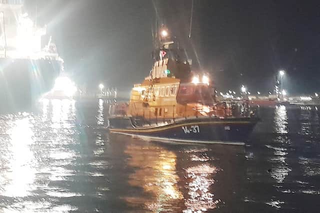 Hartlepool RNLI all-weather lifeboat pictured heading out sea to take part in the search near Redcar. Picture: Tom Collins