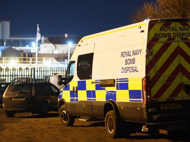 Royal Navy Bomb Disposal at the Ferry Road lifeboat station. RNL/Tom Collins