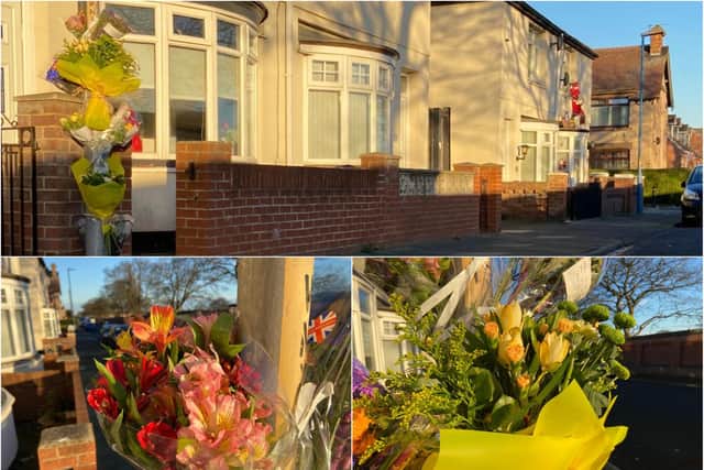 Flowers and messages have been left along Chester Road in Hartlepool.