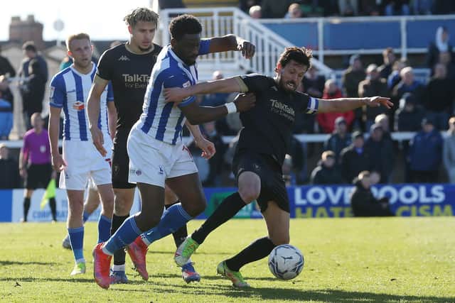 Omar Bogle has now gone eight games since he last found the back of the net for Hartlepool United. (Credit: Mark Fletcher | MI News)