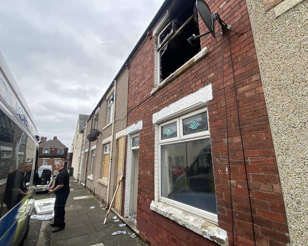 Police at the scene of a fire in Rugby Street, Hartlepool on Thursday morning. Picture by FRANK REID