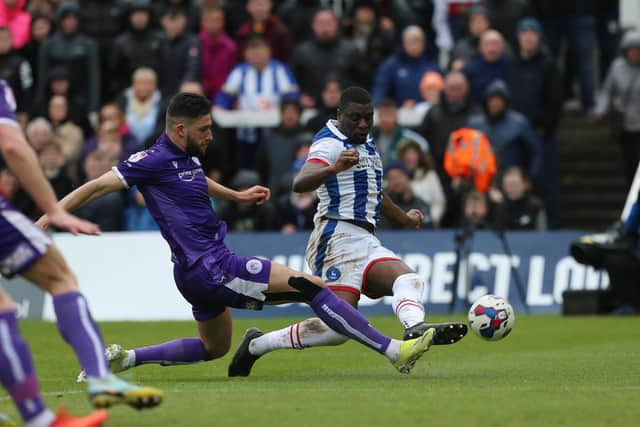 Josh Umerah in action for Hartlepool United against Stevenage. (Photo: Mark Fletcher | MI News)