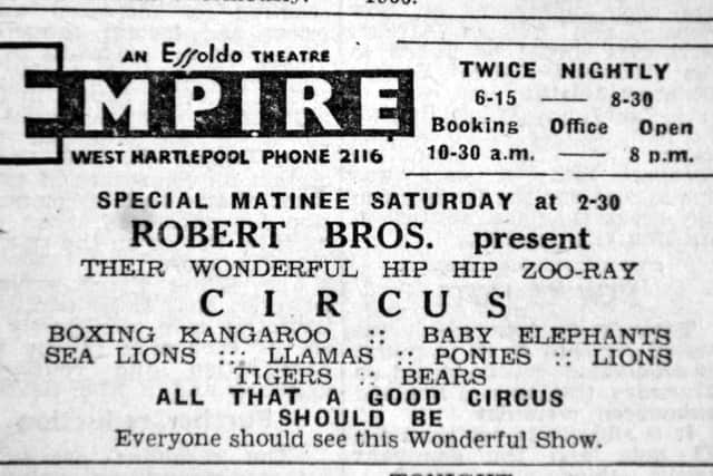 The Robert Brothers circus was appearing at the Emipre Theatre in 1957.
