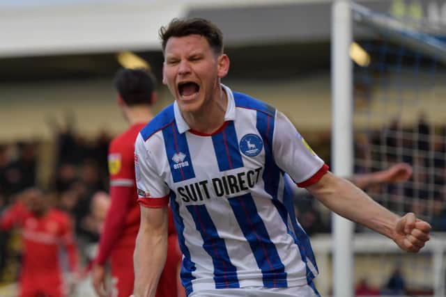 Connor Jennings scored his first goal for Hartlepool United against Walsall. (Photo:Scott Llewellyn| MI News)