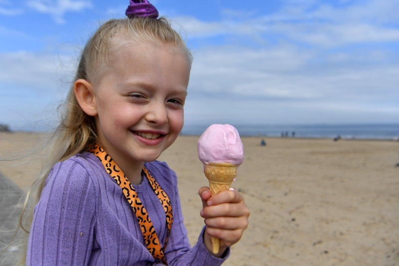 Savannah Wheatley, seven, from Hartlepool, with her ice cream. Picture by FRANK REID.