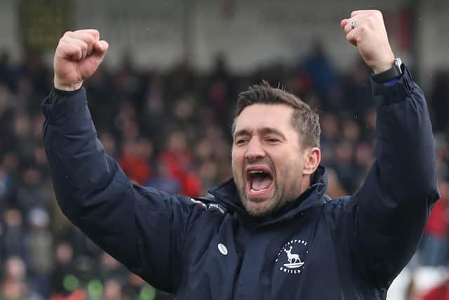 Graeme Lee celebrated another memorable day in the FA Cup with Hartlepool United. (Credit: Mark Fletcher | MI News)