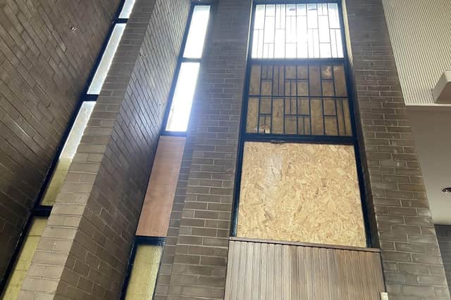 Broken Windows at St. Patrick's Church. Picture by FRANK REID