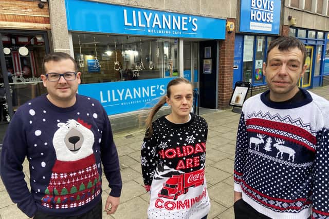 From left, Trevor Sherwood, Angela Arnold and Keith Embleton outside LilyAnne's Wellbeing.