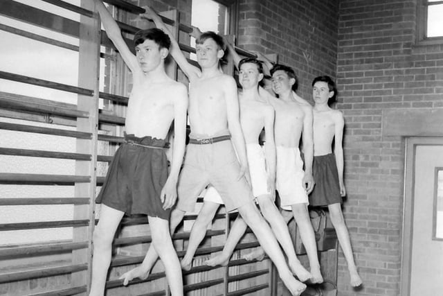 Pupils from Dyke House School demonstrate their skill on the wall bars in 1965. Photo: Hartlepool Museum Service.