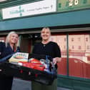Sales advisor Rachel Melrose (left) from Bellway, stood alongside food bank manager Lisa Lavender, at Hartlepool Foodbank.