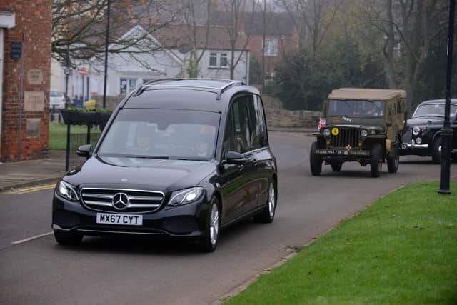The funeral cortege as it passed through Greatham.