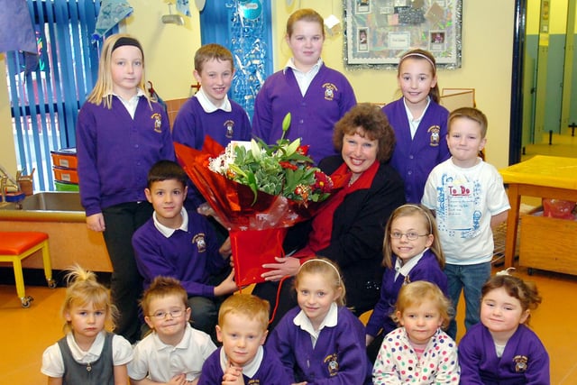 Miss Christine Brown was pictured on her last day at school at Grange Primary in 2007.