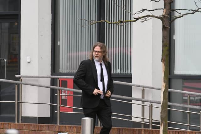 Simon Lott leaving Teesside Magistrates Court after an earlier hearing.