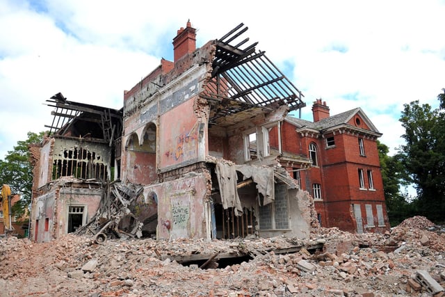 Demolition work underway at Tunstall Court in 2014.