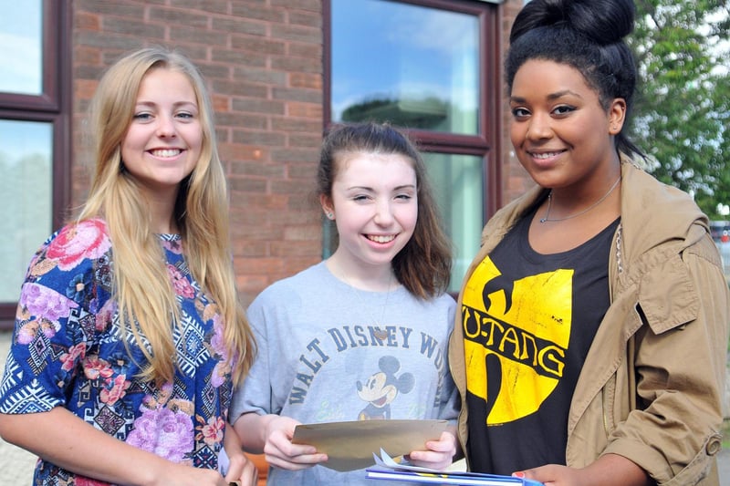 High Tunstall College of Science pupils celebrate their results in 2013.