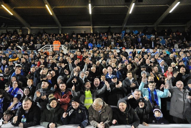Fans pack the Suit Direct Stadium for the Papa John's Trophy semi-final defeat against Rotherham United in 2022.