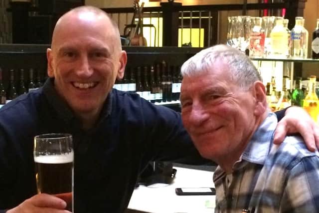 Shaun Wilson enjoying a drink with his dad John.