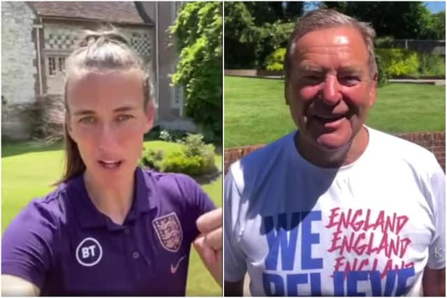 England women's footballer Jill Scott and Sky Sports'' Jeff Stelling recorded messages for the video.