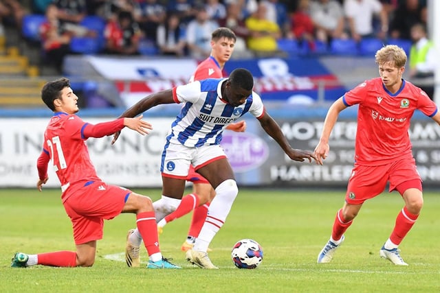Was given 90 minutes against Lincoln and gave Pools a presence in the final third, almost scoring within minutes of his first appearance. Came close with an improvised effort against Sunderland. Hartley seems keen to add to his attacking ranks so Umerah will be one of a number battling it out for a place in the starting XI. Picture by FRANK REID