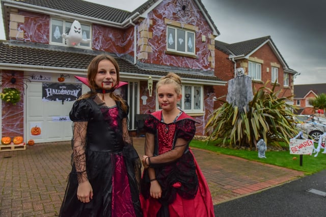 Bella Thompson and Phoebe Scarborough, both aged 9, in their great costumes.