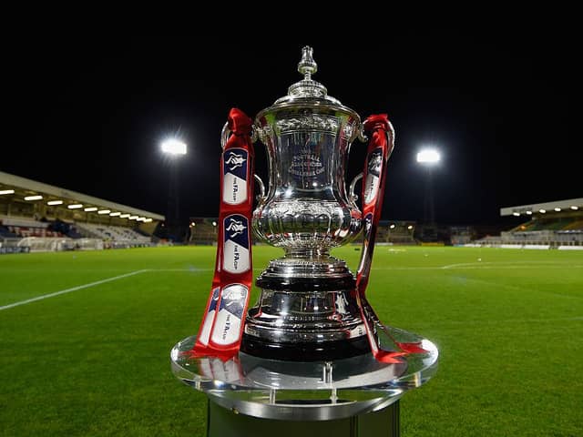 The FA Cup trophy at Victoria Park  (Photo by Mike Hewitt/Getty Images)