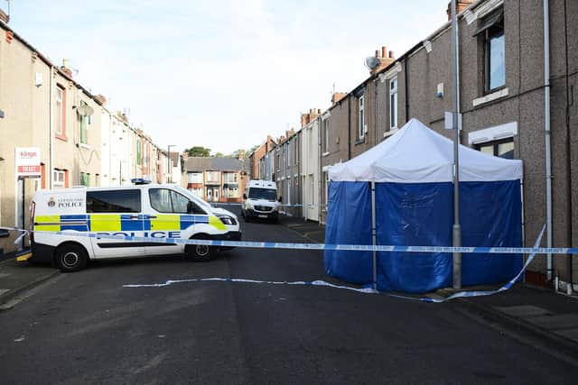 Police in Charterhouse Street, in Hartlepool, after launching a murder inquiry in September 2019.
