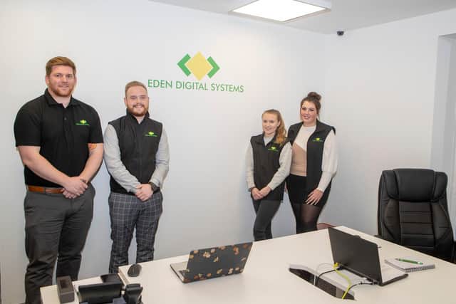 From left to right: Eden Digital Systems' CEO Martin Dunn with his staff, Callum Williams, Beth Cunnington and Chloe Oliver at Tranquility House./Photo: Mark Fletcher