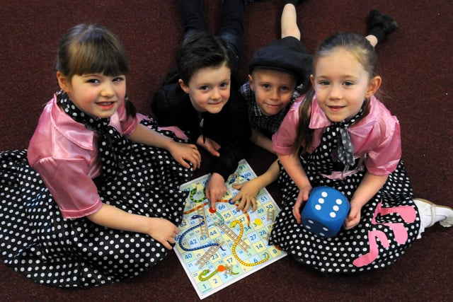 Pupils at Rossmere Primary School celebrate the 60th anniversary of the school's opening in January 1955, with a 1950's themed day.