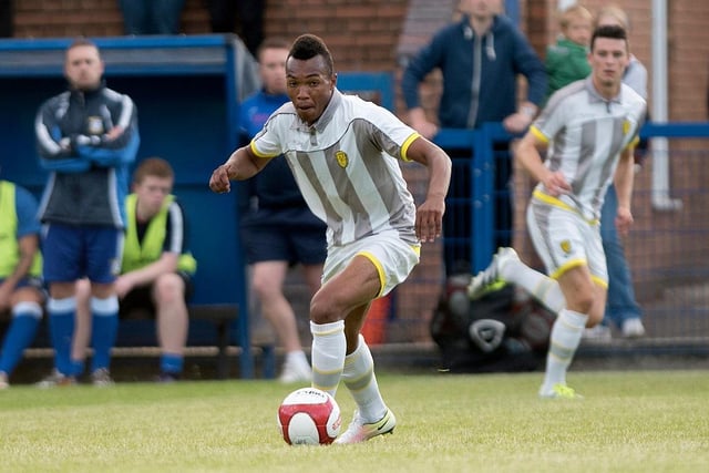 One of the toughest decisions came with who to partner Umerah but it's a former Hartlepool striker rather than a current one. Dinanga spent time on loan with Pools in 2018 but has progressed since then, particularly with Gateshead. His record of 69 goals in 75 career starts edge it over Emmanuel Dieseruvwe's 33 goals in 86 career starts. (Photo by Nathan Stirk/Getty Images)