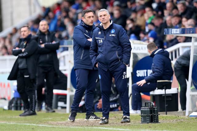 Hartlepool United are five points from safety in League Two after Crawley Town's final game in hand. (Photo: Mark Fletcher | MI News)