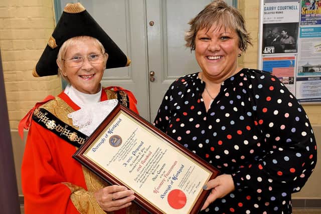 The Ceremonial Mayor of Hartlepool Councillor Brenda Loynes, with Sian Cameron.