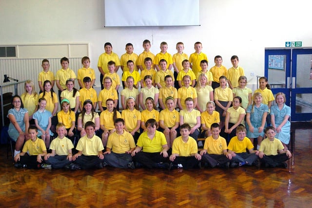 A line-up of leavers at Fens Primary 15 year ago.