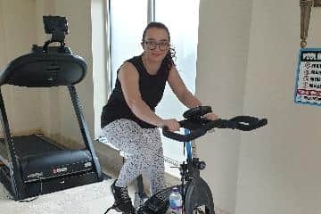 Fiona Connolly on her exercise bike.