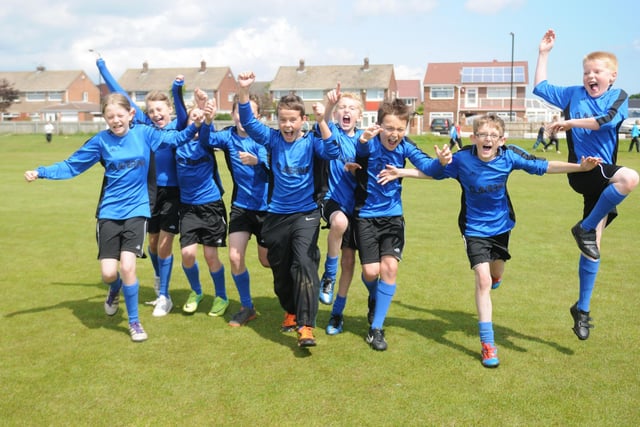 Clavering primary school cricket team are pictured celebrating during the Kwic Cricket event in 2012.