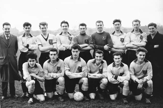 Bernard 'Bernie' Bell (back row, second from right) during his footballing days in the 1950s.
