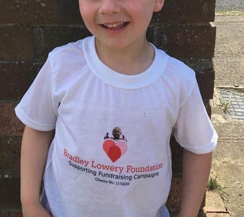 William in his Bradley Lowery Foundation t-shirt.