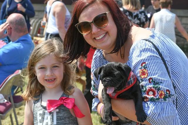 Toni Walkington with six-year-old Lydia from Billingham with their dog Frank at Summerhill.
