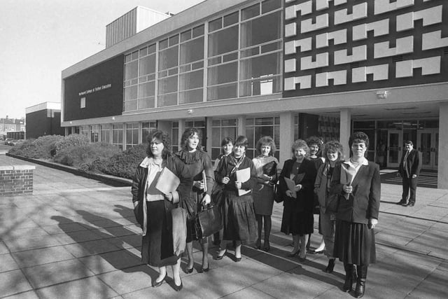 Students pictured outside the old Hartlepool College of Further Education site.