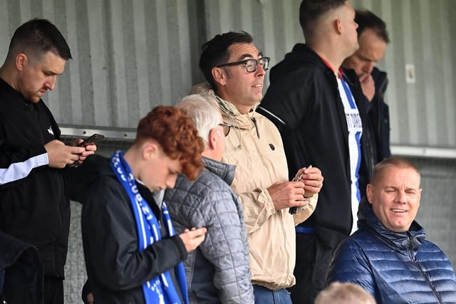 Pools fans at the 0-0 draw at Blyth Spartans on the 22nd July 2023.