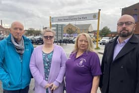 From left, Eric Lambert, Debbie Conway, Karen Liddle and Cllr Tom Feeney at the Roker Street car park after plans for a substance misuse centre were unveiled in November 2022. Picture by FRANK REID