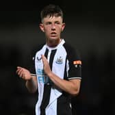 Joe White of Newcastle looks on during the pre-season friendly between Burton Albion and Newcastle United at the Pirelli Stadium on July 30, 2021 in Burton-upon-Trent, England. (Photo by Michael Regan/Getty Images)