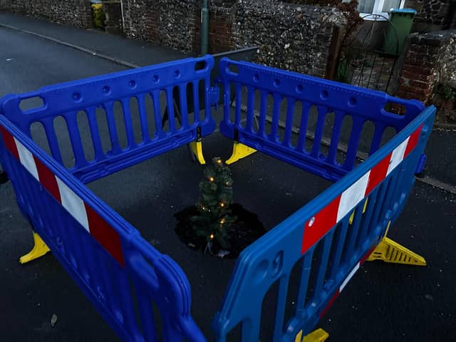 The Christmas tree in a sinkhole in Bognor Regis