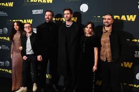 Jackdaw writer and director Jamie Childs (third left) with cast member (left to right) Rochelle Goldie, Thomas Turgoose, Oliver Jackson-Cohen, Jenna Coleman and Allan Mustafa at the film's UK premiere at Showcase de Lux Teesside on January 24.