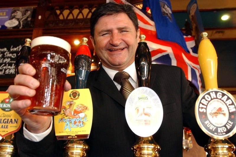 Alan Bridges, general manager at The King Johns Tavern, in Hartlepool, is seen here launching the town centre pub's beer festival in 2003.