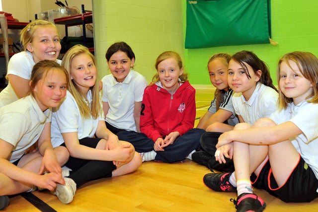 Pupils enjoy a break from taking part in a sports challenge at the Hartlepool Sixth Form College in 2012.