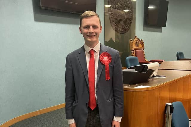 Cameron Sharp after he was elected to serve on Hartlepool Borough Council.